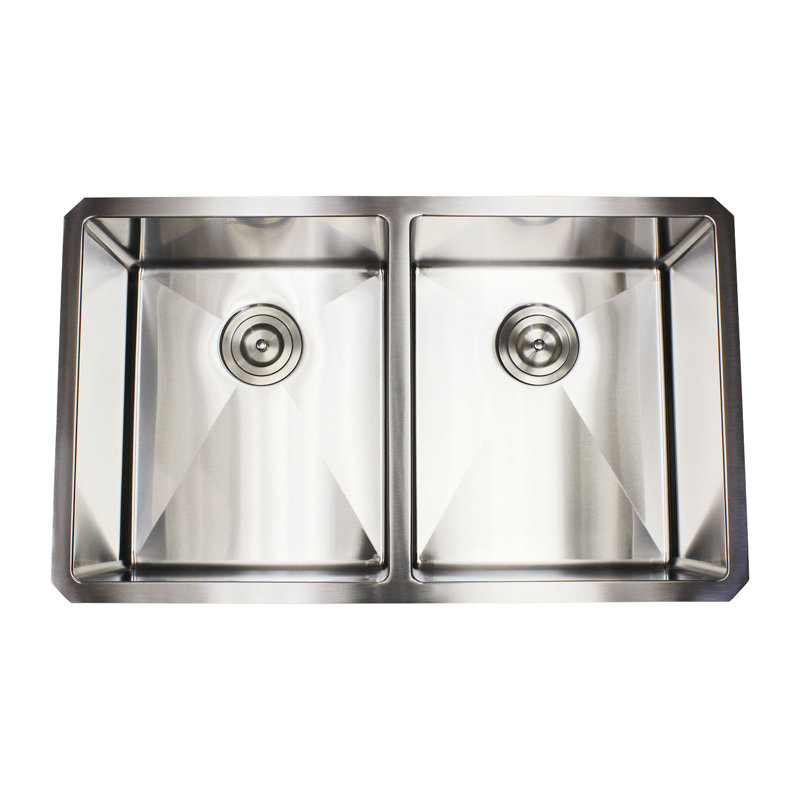 EModern Decor CozyBlock 19'' W Double Bowl Stainless Steel Undermount Kitchen Sink