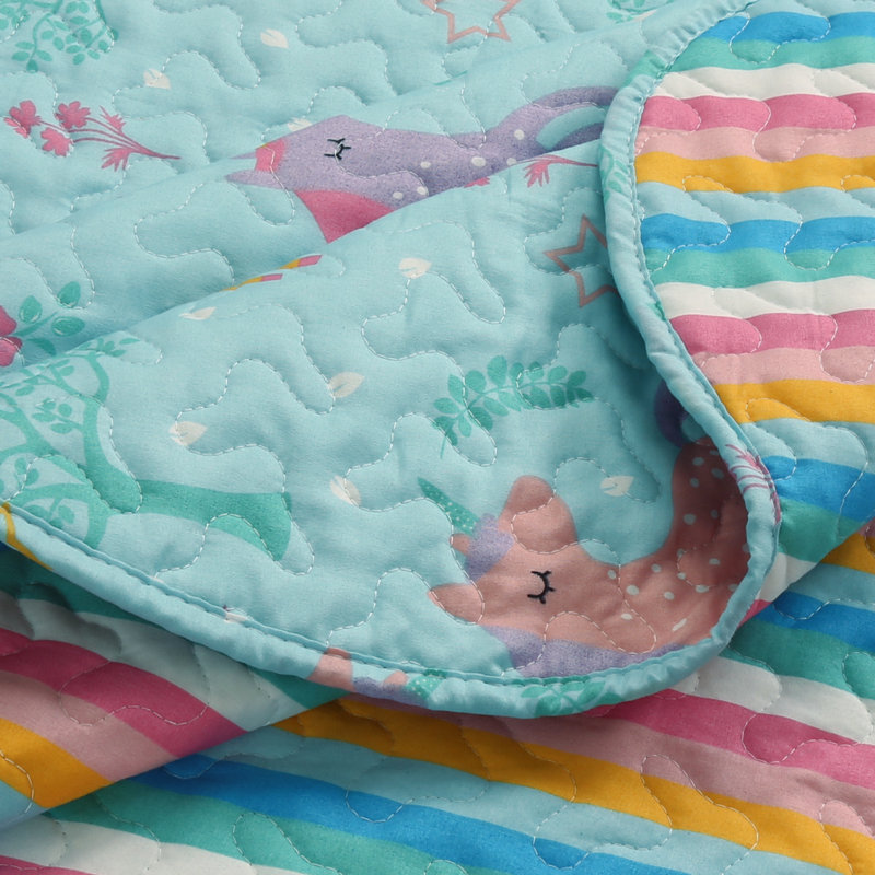 Full Sky Blue Unicorn Reversible Kids Quilt Set