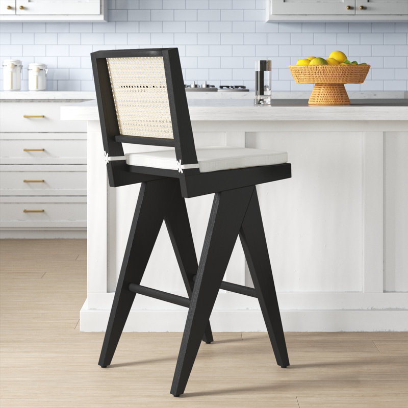 Tabouret de bar Garett Colette, Noir/naturel, Tabouret de bar (siège d'une hauteur de 28,7 po)
