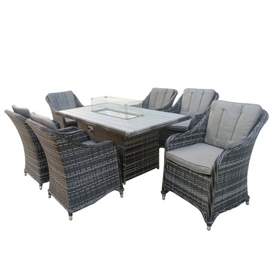 Rectangular 7 - Piece 6 - Person 160Cm L Outdoor Lounge Table Set