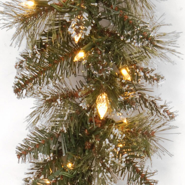 Glittery Bristle 108'' in. Lighted Faux Garland