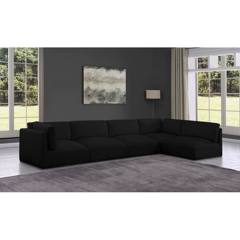 Canapé modulaire réversible de coin Ivelisse, Tissu de polyester noir