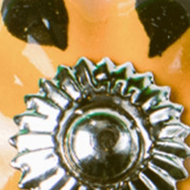 Ensemble de huit boutons de tiroir en céramique jaune et vert