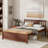 Full Size Mid-Century Pine Solid Wood Platform Bed Frame with Headboard Slat Support-97272527-97272522