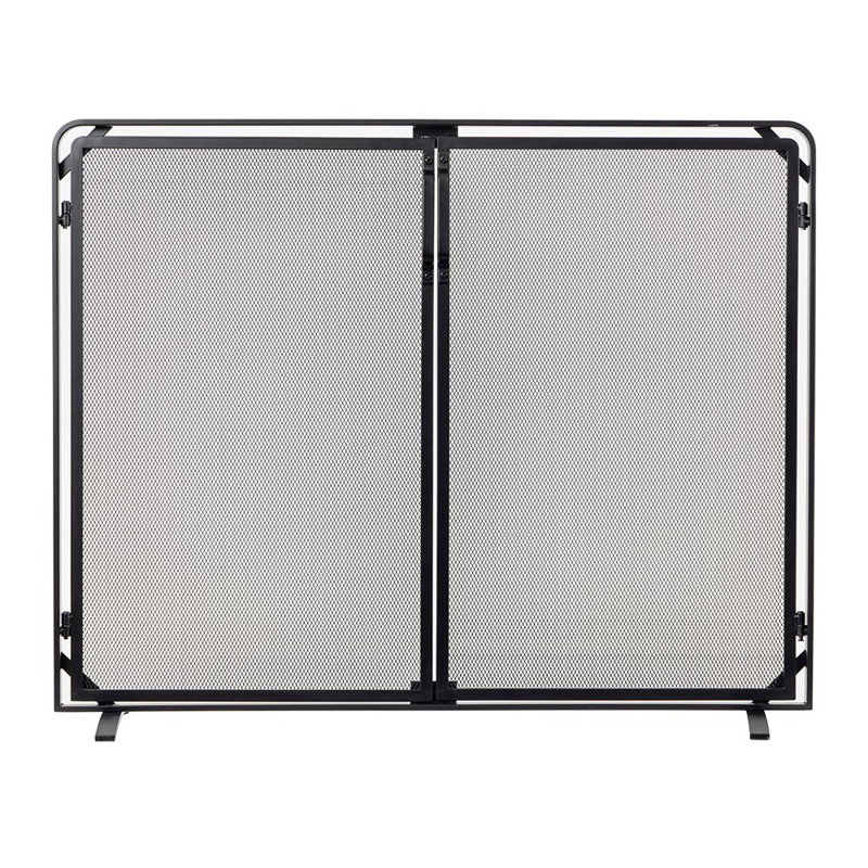 Modern Ember Aalto Mesh Fireplace Screen | Functional Doors | Heavy-Duty Steel Frame, Black