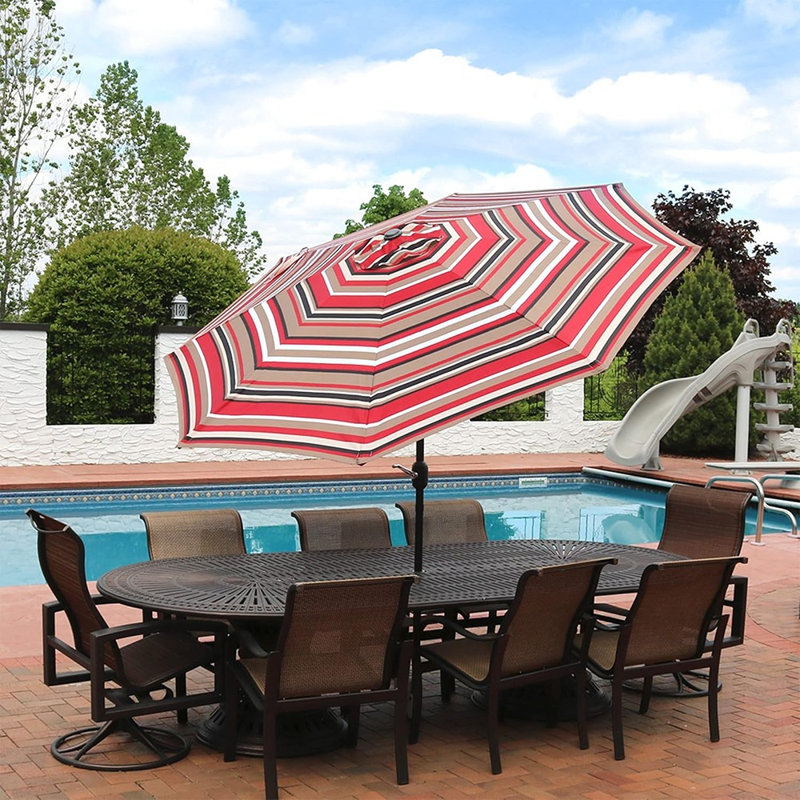 Parasol de patio à rayures Ft