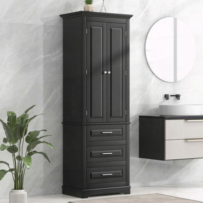 Grande armoire de rangement avec trois tiroirs et deux portes