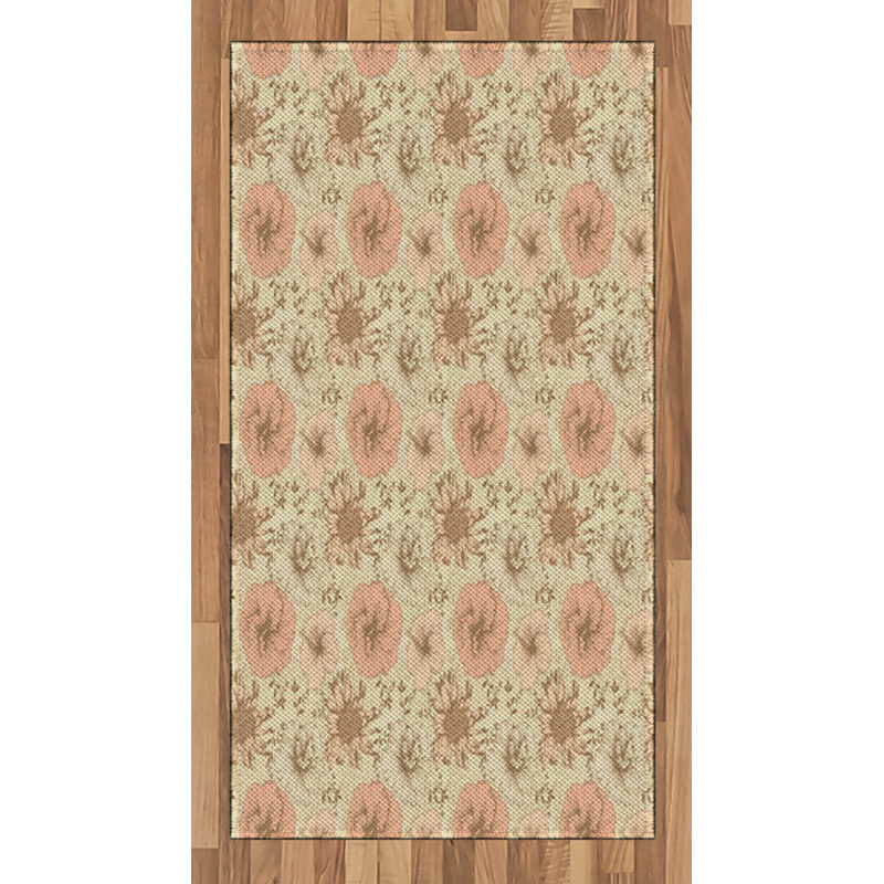 Tapis décoratif floral à haute densité en fibres de polyester, Rectangle 2 pi 7 po x 5 pi