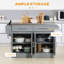 Îlot de cuisine roulant avec rangement, chariot de cuisine portatif avec plateau en acier inoxydable-1006341707