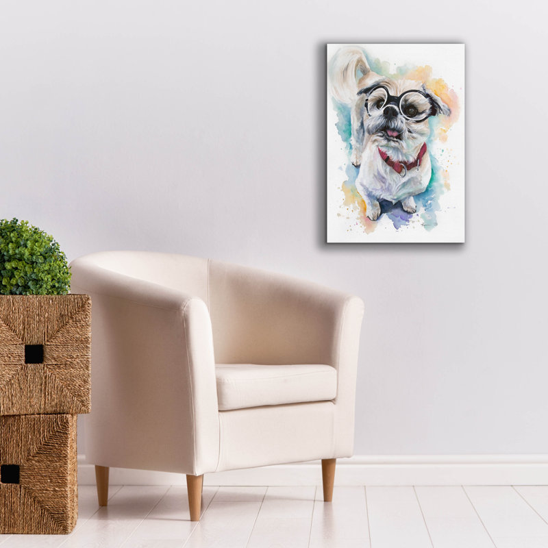 «Cute Animals Shih Tzu In Glasses» par Lindsay Kivi, art mural sur toile, H 26 po x l 18 po x P 0,75 po