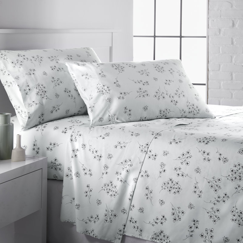 Ensemble de draps Sweet Florals, Ensemble literie pour lit simple, Bleu