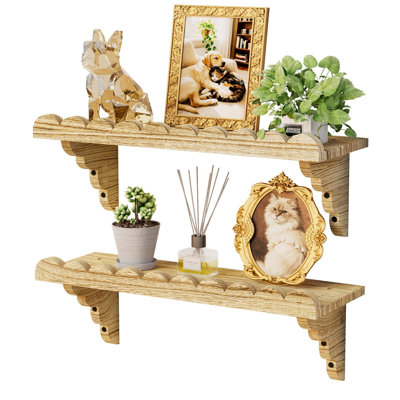 17 Inch Floating Shelf with Wood Brackets