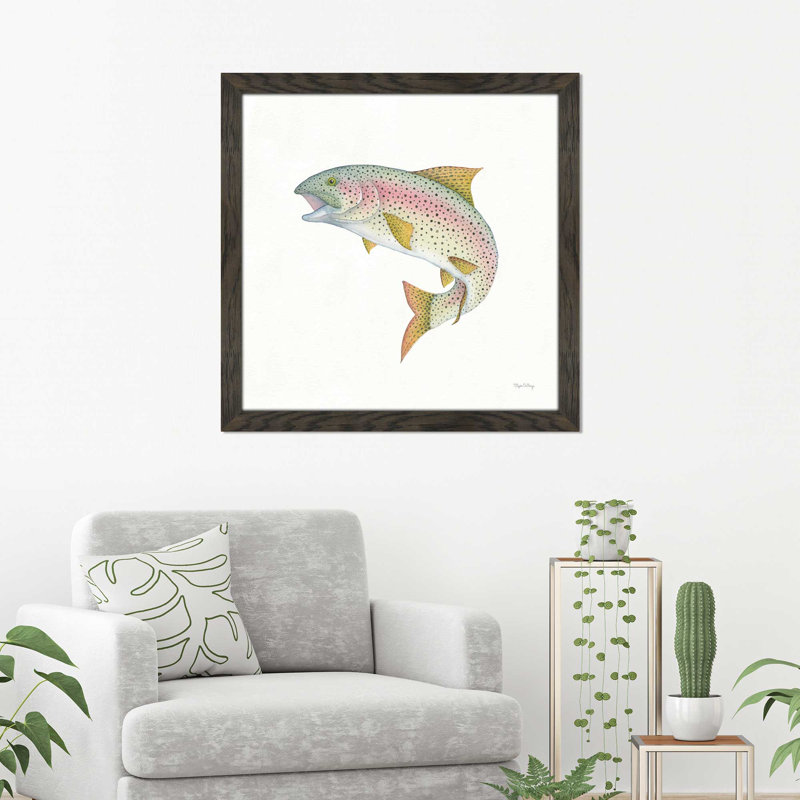 " Gone Fishin Rainbow ", Chocolate Distressed Framed, 21.5" H x 21.5" W x 0.75" D