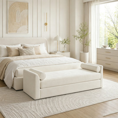 Banc de bout de lit avec accoudoirs de 88,58 po de largeur