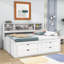 Wood Full Daybed with 2 Bedside Cabinets, Upper Shelves and 4 Drawers-12109407