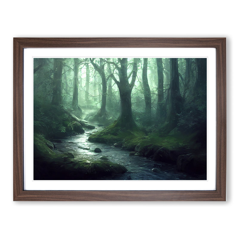 Cosmopolitan Forest Stream - Framed Print, 34cm H x 46cm W x 2cm D, Walnut
