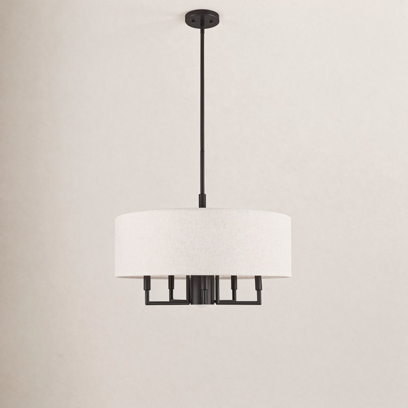 Bazilijus 6 - Light Dimmable Drum Chandelier, English Bronze