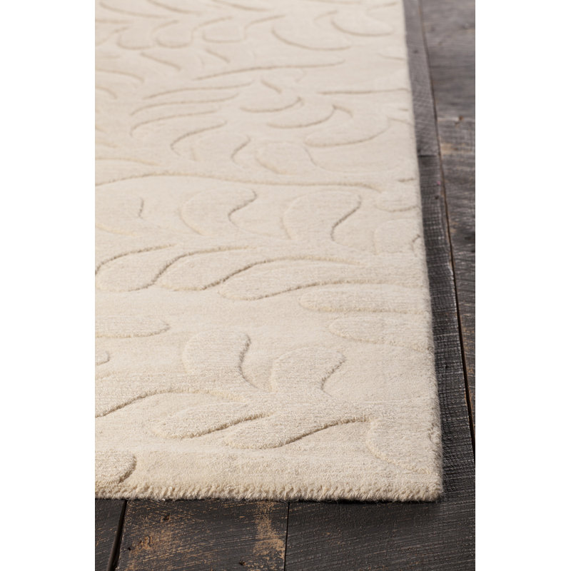 Tapis en laine touffeté à la main crème fabriqué à la main, 5 pi x 8 pi