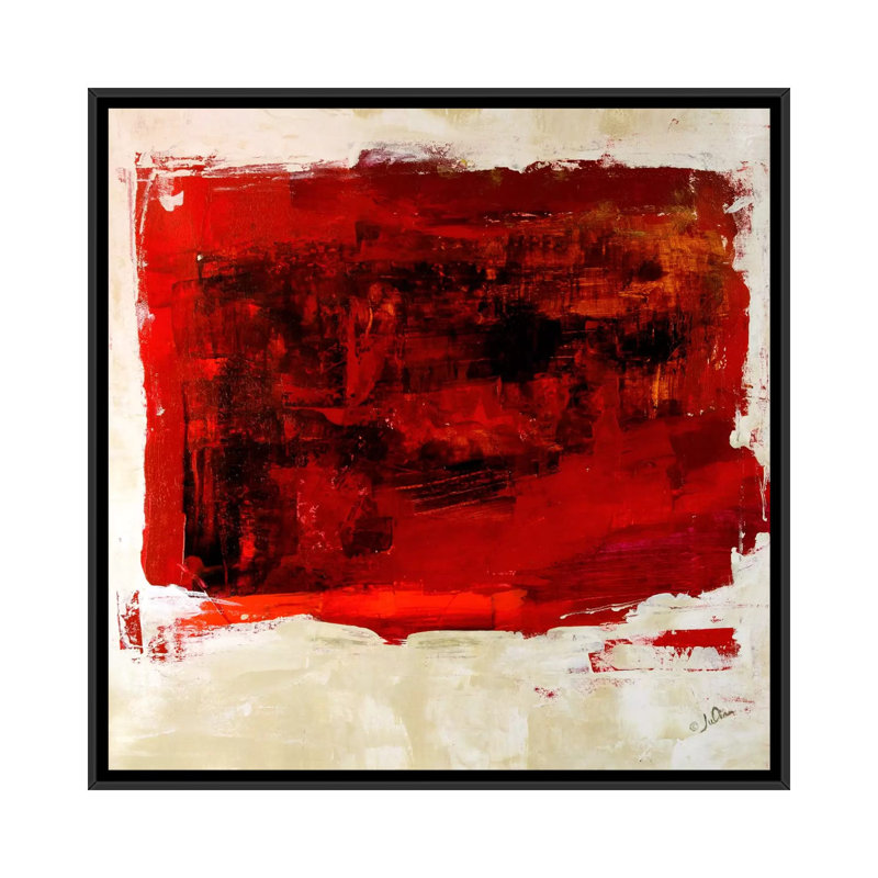 « red study », reproduction d’art sur toile tendue, H 18 po x l 18 po x P 1,5 po, Toile avec cadre noir, Pas de tapis