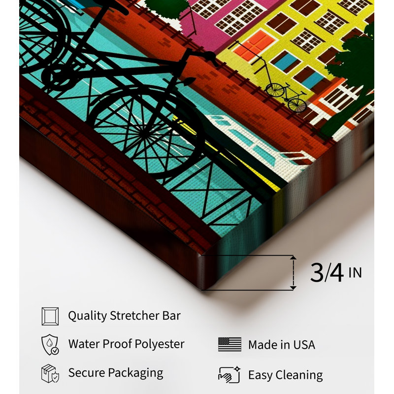 Amsterdam, Pays-Bas, Sans cadre, Canevas, H 11 po x l 14 po