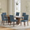 Chaise de salle à manger rembourrée en tissu Oakridge avec pieds en bois d'hévéa massif et coussin en mousse haute densité Oakridge