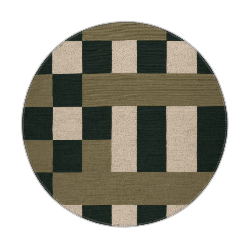 Tapis d'intérieur et d'extérieur à carreaux vert, Rond 5 pi