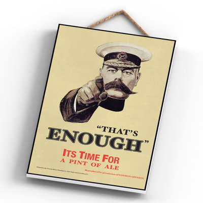 Lord Kitchener Pint Of Ale Vintage Retro Poster Design On Wooden Plaque