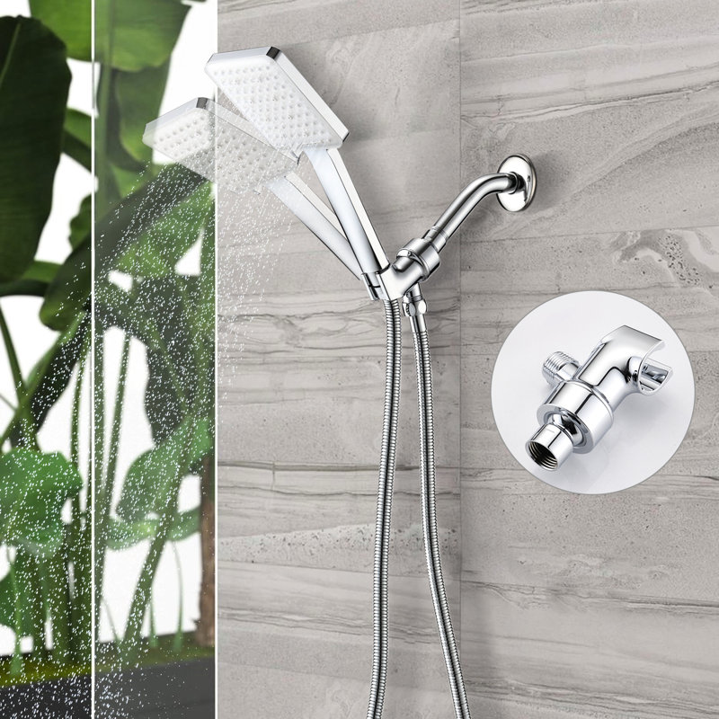 Shower Head With 6 Spray Modes - Detachable, Optimize Flow, Square Mounted Handheld Faucet In Modes, Arm Included