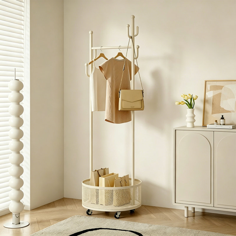 Cream Style Entryway Coat Rack