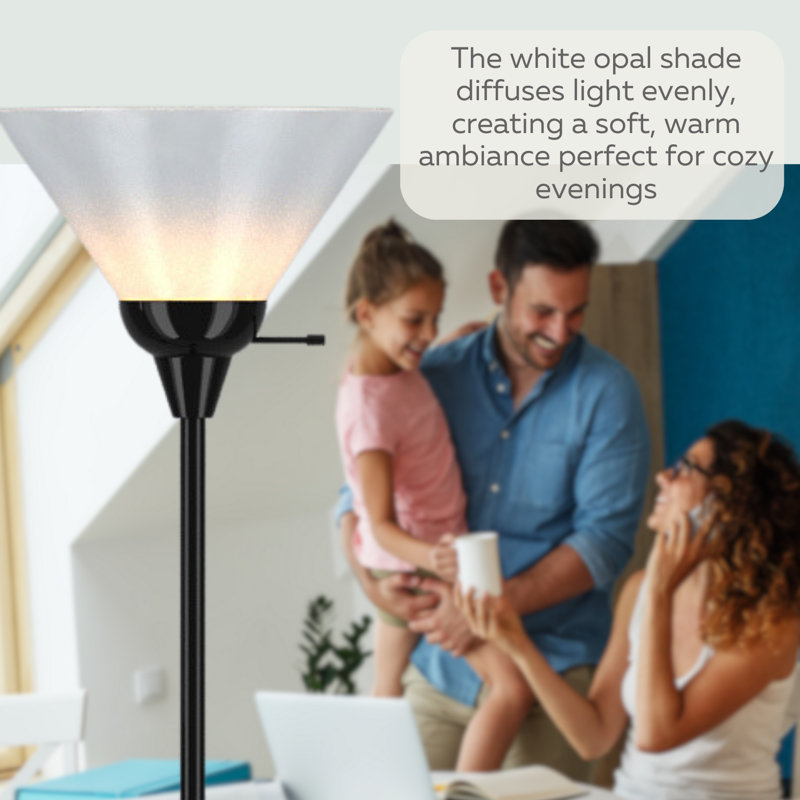 Ankrum 71" Modern Torchiere Floor Lamp with Frosted Plastic Shade