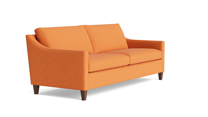 Vera Sofa (85"), Performance Weave - Natural, Walnut Finish (Angled)
