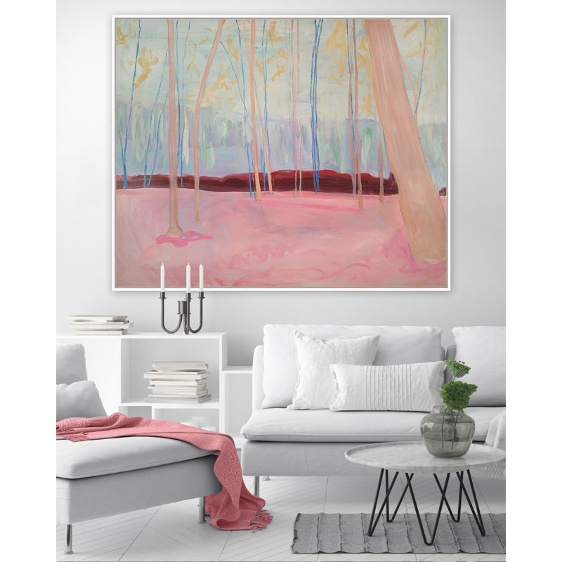 «Springtime Woods» par Katie Ré Scheidt, H 21,25 po x l 27,25 po, Cadre flottant blanc