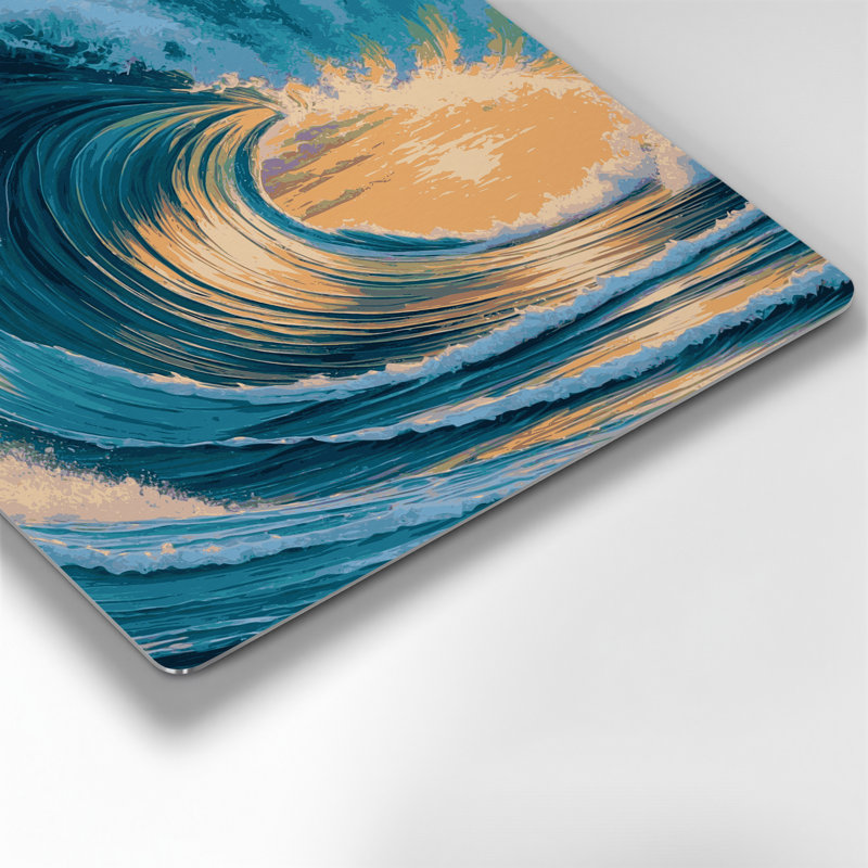 Hawaiian Rolling Waves, art mural en métal bleu, H 16 po x l 16 po