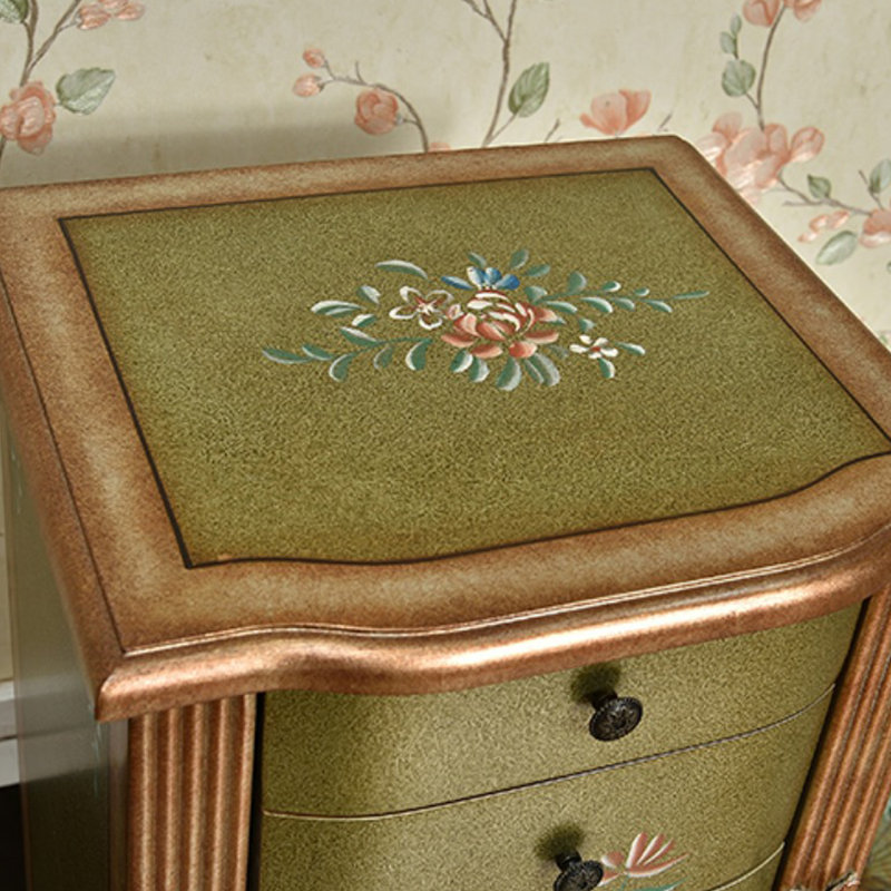 Green Rectangular Solid Wood Jewelry Armoires