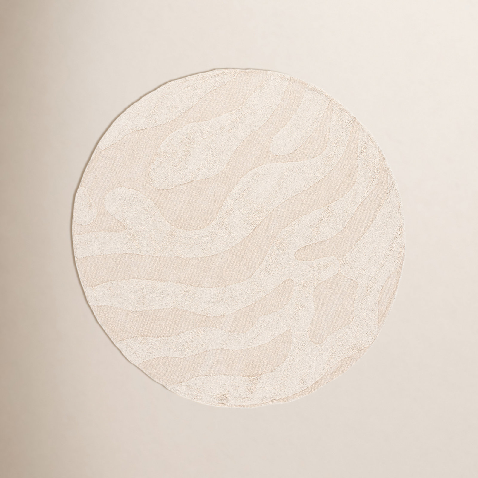 Moura Ivory Washable Hand-Woven Cotton Rug, Round 6'