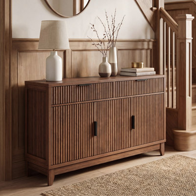 47" Modern Fluted Buffet Cabinet, 2 Drawers + Adjustable Shelves – Large Storage for Dining Room, Living Room