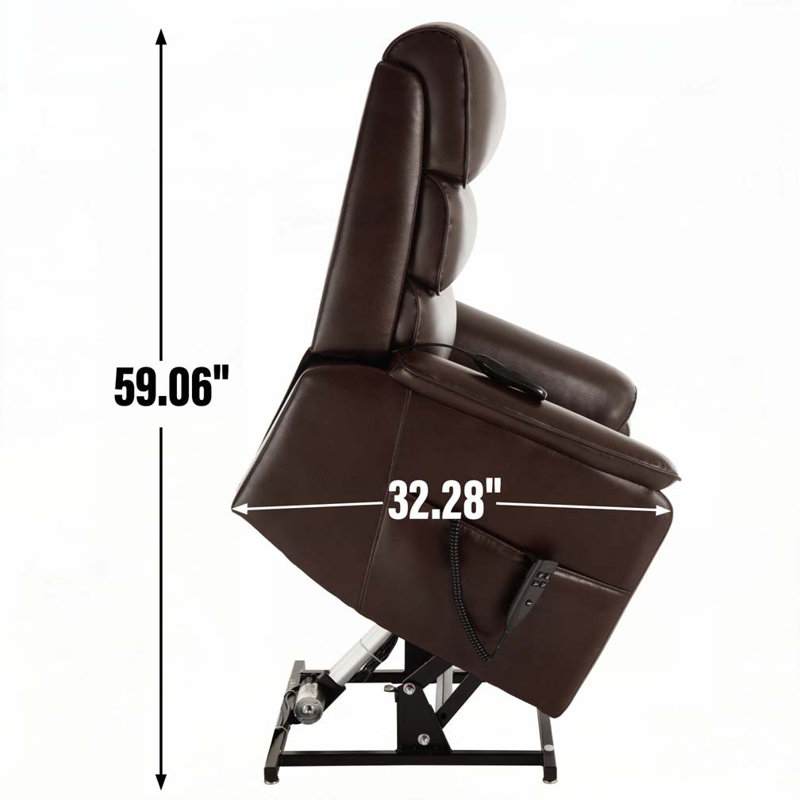 Fauteuil inclinable en similicuir en polyuréthane avec télécommande électrique, massage thermique et mécanisme de mouvement robuste