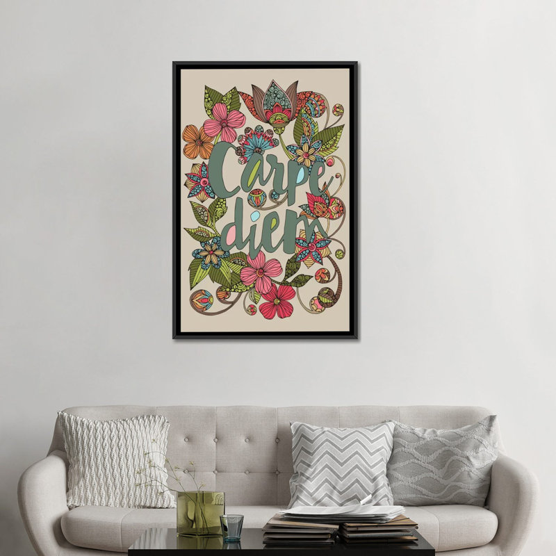 "carpe diem indemnité i" , impression sur toile tendue, H 48 po x l 32 po x P 1,5 po, Toile avec cadre noir