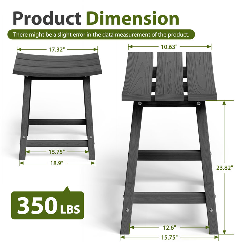 Tabouret de comptoir de cuisine Backless, 24", Noir