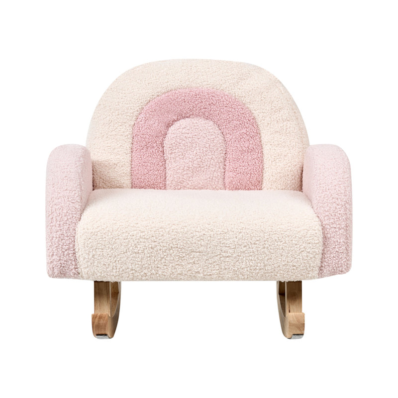 Kids Rocking Chair Rainbow OMBO Boucle, Pink