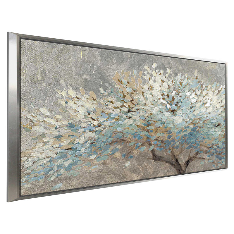 «A Thousand Silver Lifetimes» par Lanie Loreth - Peinture, H 39,5 po x l 63,5 po x P 2 po, Reproduction avec cadre flottant