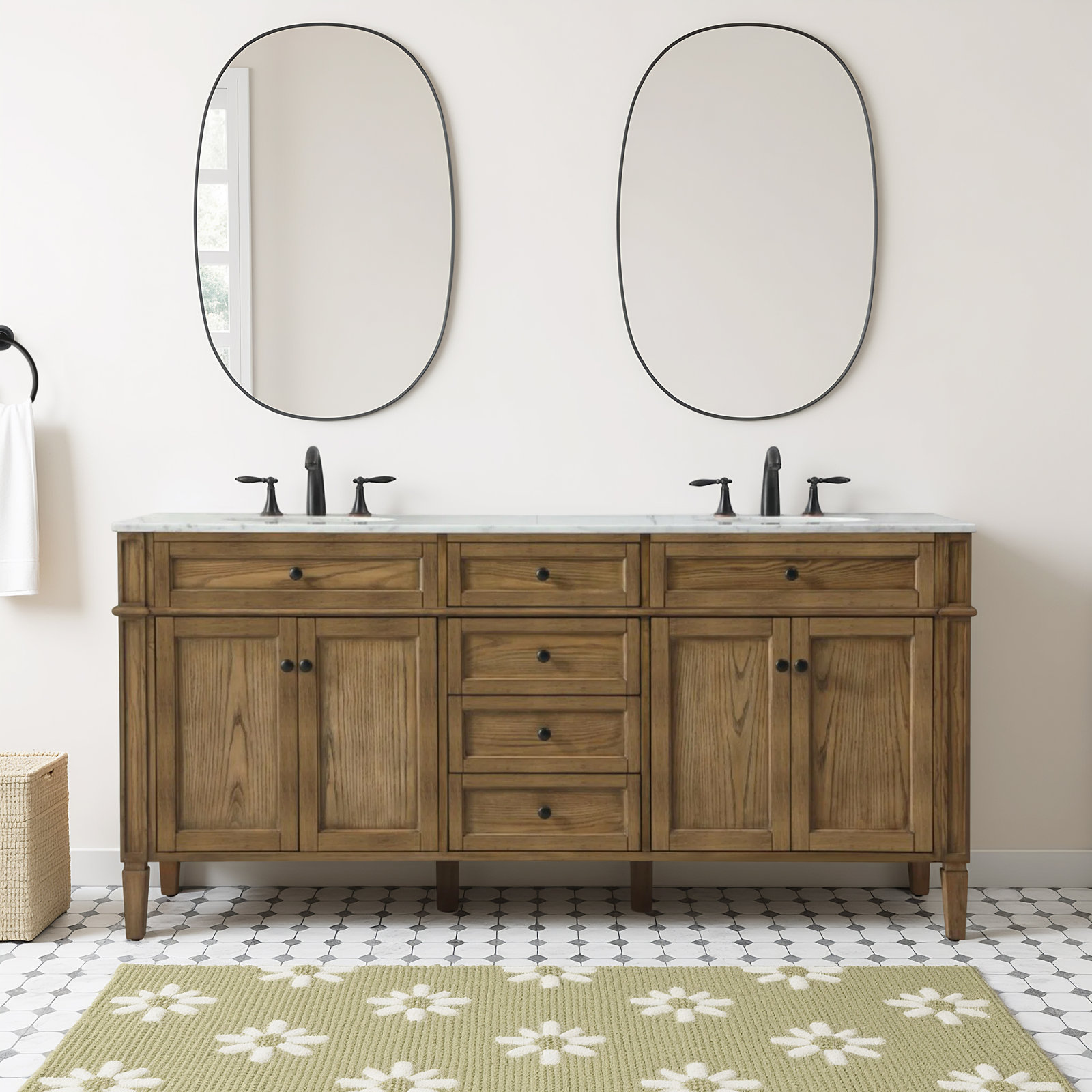 Rivers 72'' Double Bathroom Vanity, Driftwood