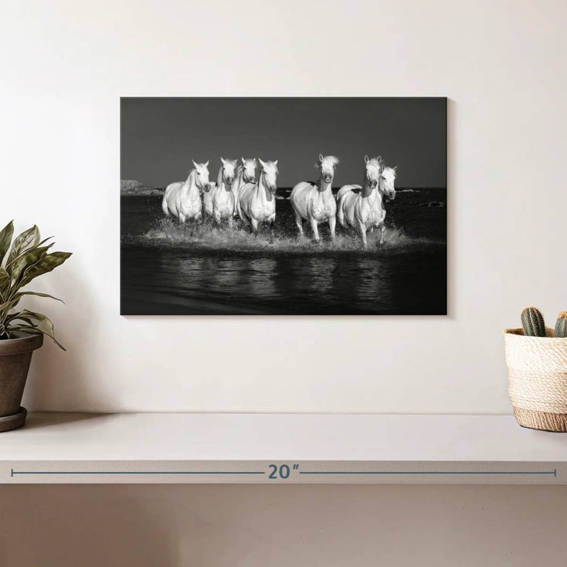 Brampt Monochromatic Camargue Horses, 8" H x 12" W