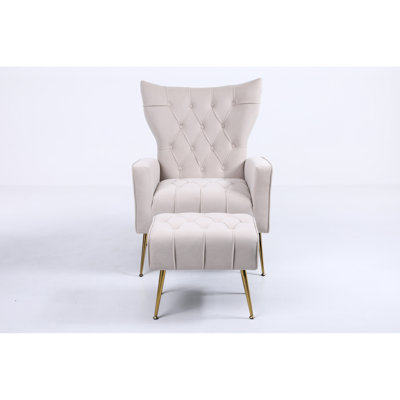 Chaise d'appoint rembourrée et beige - Style moderne, pieds en métal de couleur dorée, cinq choix de couleurs pour la décoration intérieure avec revêtement en velours coussins, options, détente élégante