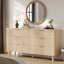 Commode 6 tiroirs avec panneaux ondulés, armoire de rangement Boho moderne avec cadre en bois massif et poignées en métal, rangement polyvalent pour la chambre à coucher, le salon, l'entrée, le couloir et le placard