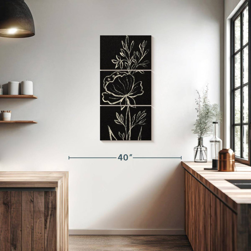 Black Floral, 38" H x 18" W