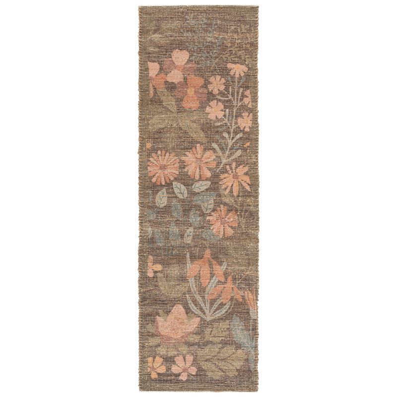 Saffron 405 Hand Woven Performance Floral Rug, Runner 2'3" x 8'