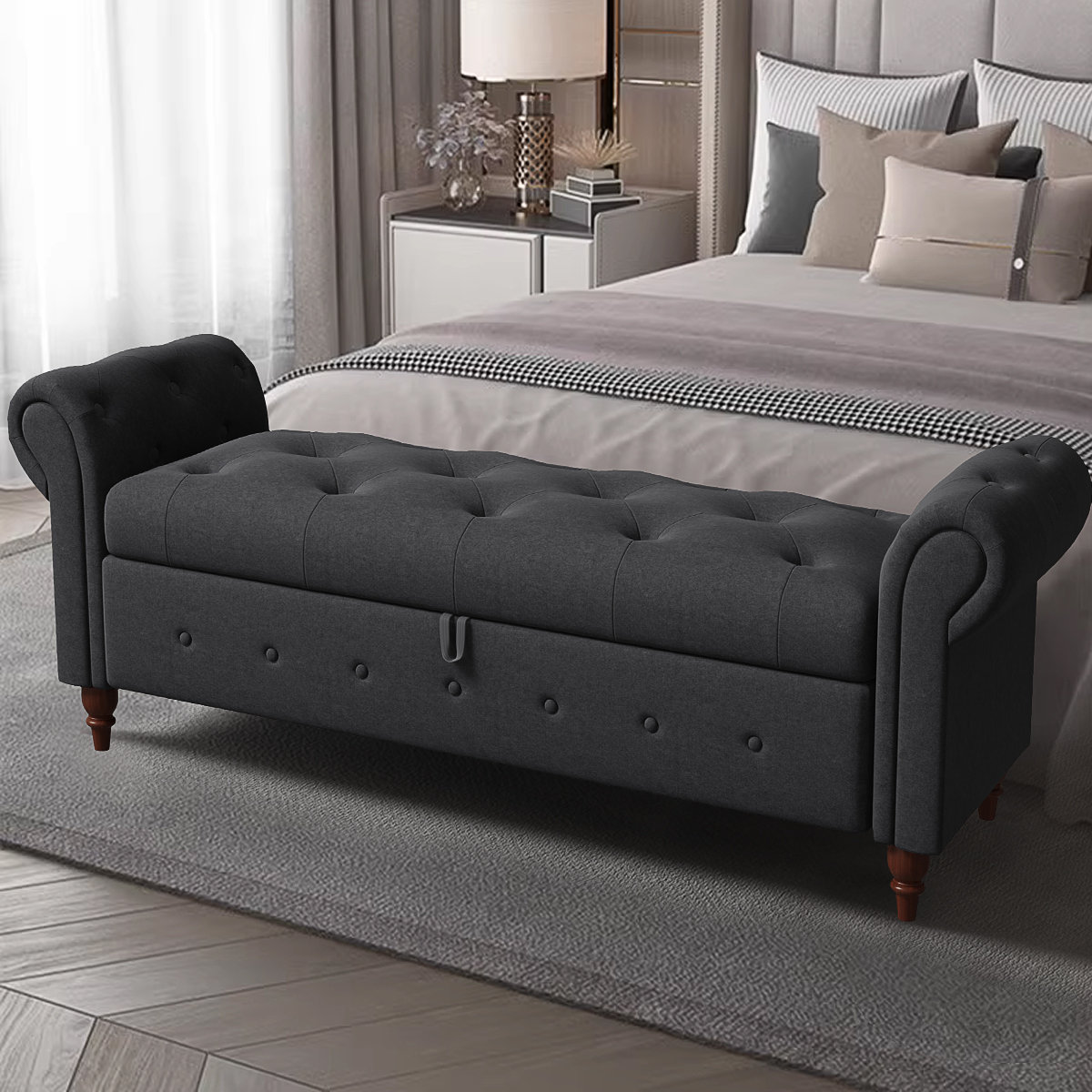 Canora Grey Bonni Polyester Upholstered Storage Bench | Wayfair