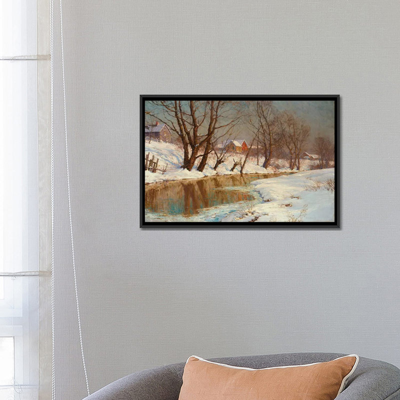 «Winter Morning», impression sur toile, H 18 po x l 26 po x P 1,5 po, Toile avec cadre noir, Pas de tapis