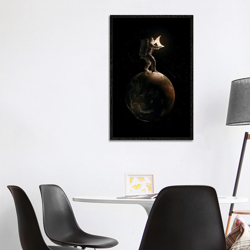Lunar 1 Piece Wall Art on Canvas, 101.6cm H x 66.04cm W x 3.81cm D, Black Framed